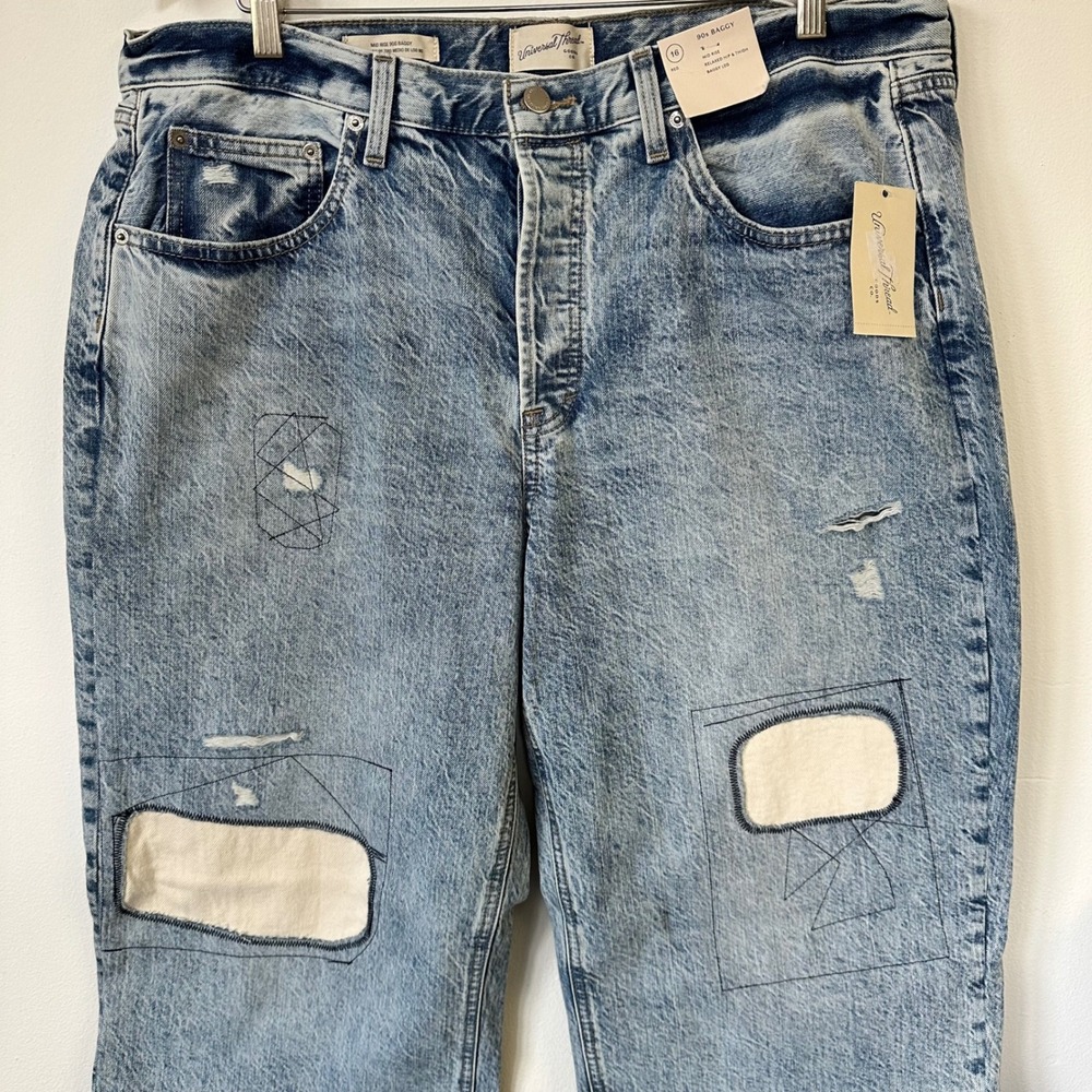 NWT Universal Thread 90s Baggy Jeans Acid Wash Patchwork Distressed Size 16 REG